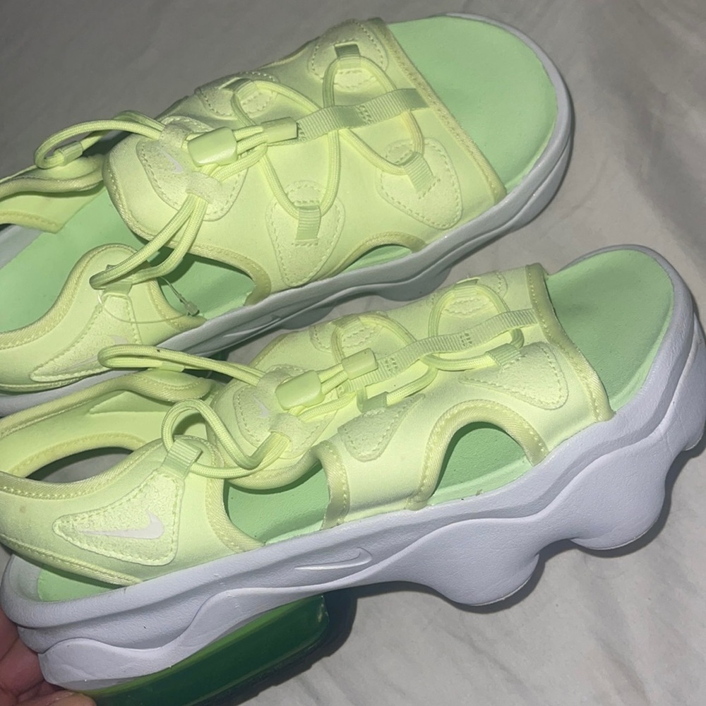 Neon Nike platform sandals